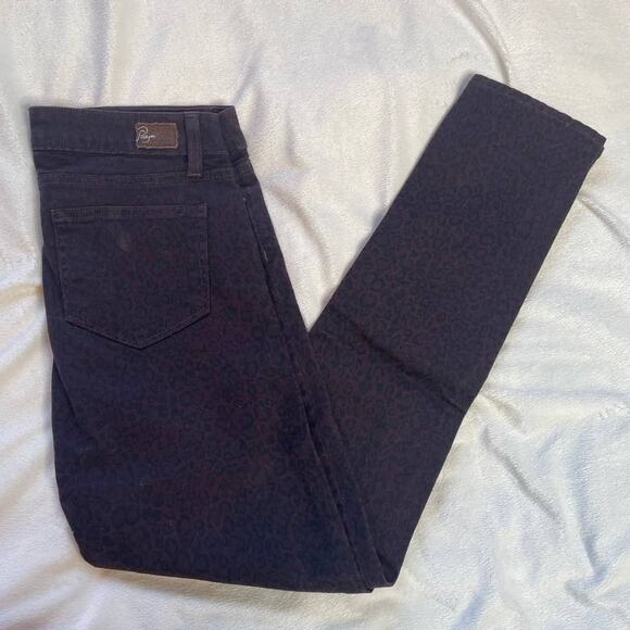PAIGE 27 Leopard Cheetah Purple Peg Skinny Jeans Punk Alt Mob Wife - Picture 1 of 5